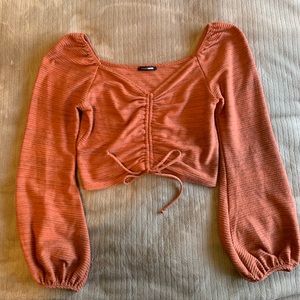 Orange peasant top fashion nova